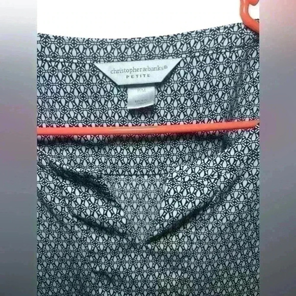 Christopher & Banks Petites Geometric Top Size Medium Notched Collar - Picture 3 of 8